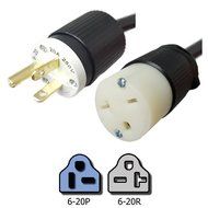 NEMA 6-20 Extension Power Cord - 15 Foot, 20A/250V, 12/3 SJT - Iron Box Part # IBX-6153-15M