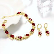 Yaheeda Owl Golden Cubic Zirconia Platinum Plated Wedding Bracelet Earrings Set for Brides or Bridesmaids N3