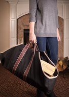 L.F.Z Collapsible Dust-Proof Firewood Log Carrier with Wide Smooth Handles (Brown) N2