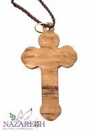 Genuine Olive Wood Cross Silver Plated Crucifix on Thread Handmade Holy Land N2