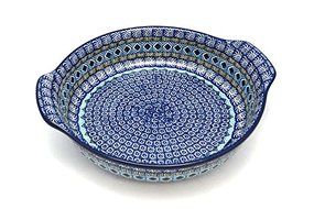Polish Pottery Baker - Round with Grips - Large - Aztec Sky