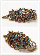 Girls Women Vintage Crystal Rhinestone Peacock Hair Barrette Clip Hairpin 1pcs