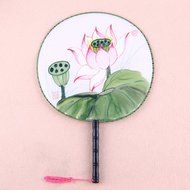 Vintage Round Wooden Handle Fan DIY Wedding Craft Dance Party N2