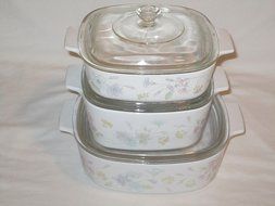 SET OF 6 - Vintage Corning Ware Pastel Bouquet 1 Liter, 1.5 Liter &amp; 2 Liter Covered Casseroles