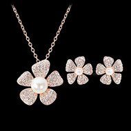 Rhinestone Crystal Pearl Necklace Earring alloy Jewelry Set Wedding Bridal