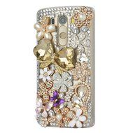 Spritech(TM) Bling Phone Case For LG V10,3D Handmade White Silver Crystal Fox Pattern Fur Accessary Design Clear...