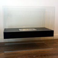 Chic Fireplaces Boston Black Luxury Large Size Free Standing Modern Bio-Ethanol Fireplace Tempered Glass and Stainless... N6