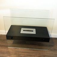 Chic Fireplaces Boston Black Luxury Large Size Free Standing Modern Bio-Ethanol Fireplace Tempered Glass and Stainless... N7