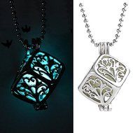 Magic Luminous Steampunk Fairy Heart Locket Glow In The Dark Pendant Necklace N2