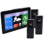 3 Wireless Sensor Weather Station WWVB RCC Thermometer Barometric Pressure RH% Indoor Outdoor Temperature Monitor...