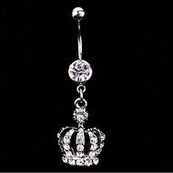 Rhinestone Dangle Body Piercing Jewelry Ball Barbell Bar Belly Button Navel Ring N4