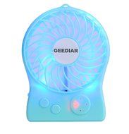 Portable Mini USB Fan GEEDIAR 3 Speed Control Rechargeable Table Desk Fan with LED light White N2