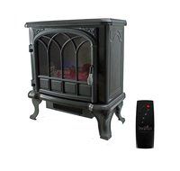Duraflame 400 Sq Ft Electric Stove Fireplace Heater w/ Flame Effect | Gun Metal N4