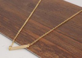 OL Horizontal Stick Necklace Noble Simple Bar Bone Pendant Chain Gold New Gift N3