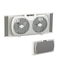 Dual Blade 9-Inch Twin Window Fan with Cover Portable Reversible Airflow, White N4