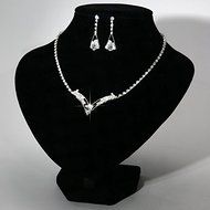 Crystal Bridesmaid Silver Necklace Earrings Set Wedding Bridal Fashion Jewelry N2