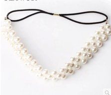 Handmade Bling Inlay Pearl Beaded Headband HairBand Hair Rubber Band Accessories N6