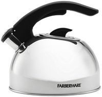 Farberware Classic Stainless Steel Teakettles 2-Quart Whistling Larkspur with Color Changing Logo