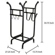 MyGift Firewood Rack, Log Holder with Starter Wood Storage &amp; Tool Hooks, Black N6
