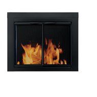 Pleasant Hearth AN-1010 Alpine Fireplace Glass Door, Black, Small N3