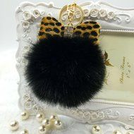 AutumnFall&reg; Fluffy Faux Rabbit Fur Ball Charm Car Keychain Handbag Key Ring (# 14) N27