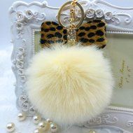 AutumnFall&reg; Fluffy Faux Rabbit Fur Ball Charm Car Keychain Handbag Key Ring (# 14) N29