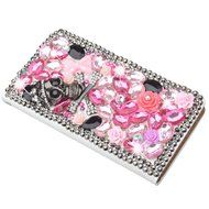 Spritech(TM) PU Leather Bling Phone Case For ZTE ZMAX Z970,Handmade Blue Crystal White Flower Accessary Design... N10