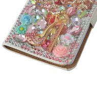 Spritech(TM) PU Leather Bling Phone Case For ZTE ZMAX Z970,Handmade Blue Crystal White Flower Accessary Design... N11