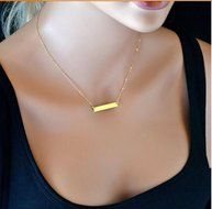 OL Horizontal Stick Necklace Noble Simple Bar Bone Pendant Chain Gold New Gift N4