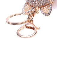 AutumnFall Fox Fur Ball with Artificial Fox Head Inlay Pearl Rhinestone Key Chain (Brown)