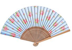 Salutto Hand Fan with Beautiful Fabric Printed (Grey Totem) N25