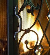 Plow &amp; Hearth Bellehaven Steel Fireplace Screen with Door, 38''W x 31''H, Black