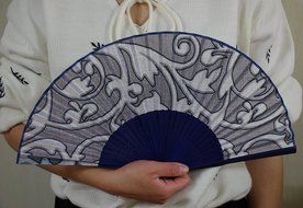 Salutto Hand Fan with Beautiful Fabric Printed (Grey Totem) N28