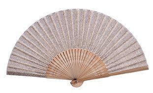 Salutto Hand Fan with Beautiful Fabric Printed (Grey Totem) N30