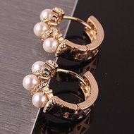 Pearl Round 14K Gold(not real) plated Hoop Earrings For Women Fashion Jewelry