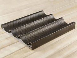 Farmunion Black Non Stick Baguette Mold New French Bread Pan Bake Tray 3 Loaf Bakery Pan