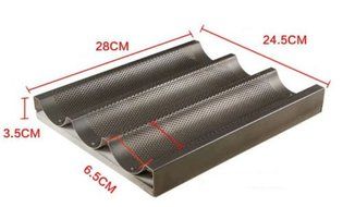 Farmunion Black Non Stick Baguette Mold New French Bread Pan Bake Tray 3 Loaf Bakery Pan N2