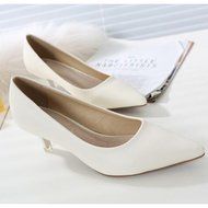 Yaheeda Women's PU Leather Pointed Closed Toe Low Kitten Heel Pumps Work Shoes N31