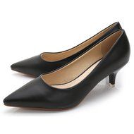 Yaheeda Women's PU Leather Pointed Closed Toe Low Kitten Heel Pumps Work Shoes N32