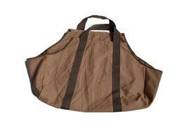 L.F.Z Collapsible Dust-Proof Firewood Log Carrier with Wide Smooth Handles (Brown) N3