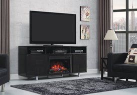 ClassicFlame 26MM9665-NB157 Enterprise Lite Contemporary TV Stand for TVs up to 80", Gloss Black (Electric Fireplace...