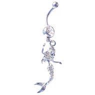 Dedegui 14g Clear Gems Mermaid Belly Button Navel Ring Body Piercing Jewelry N2