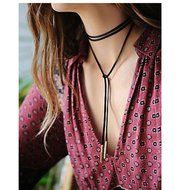 Women Fashion Sexy Black Leather Choker Charm Bohemia Necklace Jewelry Gift N3