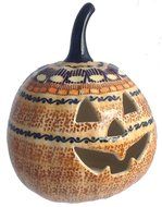 7&quot; Polish Pottery Stoneware Pumpkin Halloween Jack-o&#039;-lantern Unikat KLJ October Sunrise