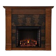 Upton Home Stonegate Antique Stone Stacked Oak Electric Fireplace N2