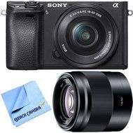 Sony ILCE-6300 a6300 4K Mirrorless Camera w/ 16-50mm + 50mm Prime Lens Bundle includes Camera, 16-50mm Power Zoom... N2