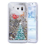 Galaxy S6 Edge Plus Liquid Case Cover,PHEZEN Christmas Tree Santa Claus Design Cool Quicksand Moving Stars Bling... N2