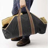 Nylon Canvas Kindling &amp; Wood Log Closed End Duffle Carrier Caddy - BROWN w TAN