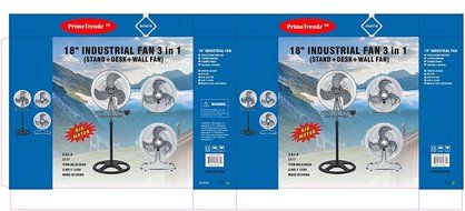 PrimeTrendz TM 18 Inch Industrial Grade High Velocity 3 in 1 Floor Stand Mount Oscillating Fan (Stand + Desk +...