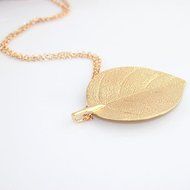 Womens Lucky Leaf Pendant Necklace Gold Long Sweater Chain Lady Jewelry Gift